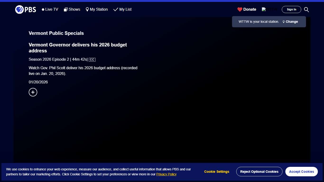 Vermont Public Specials Vermont Governor delivers his 2026 budget address Season 2026 Episode 2 PBS